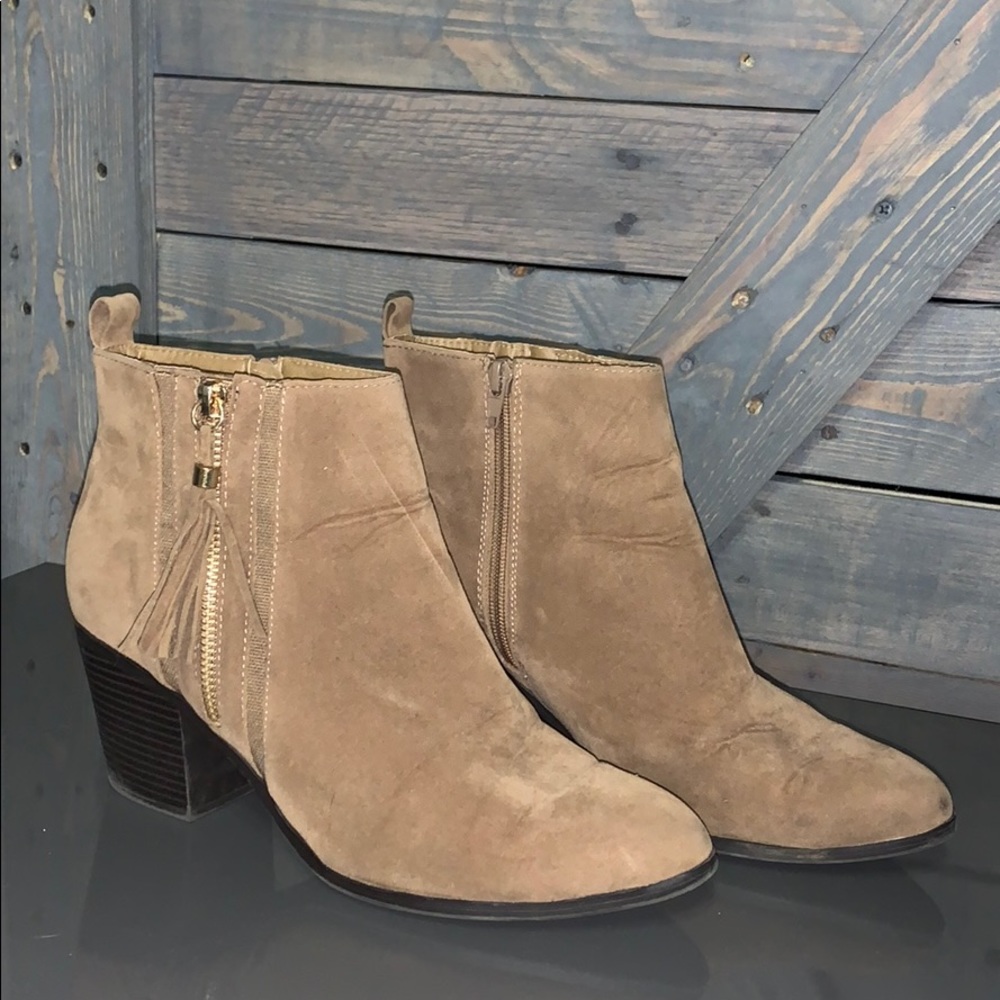 Tan Suede Booties with Tassel
